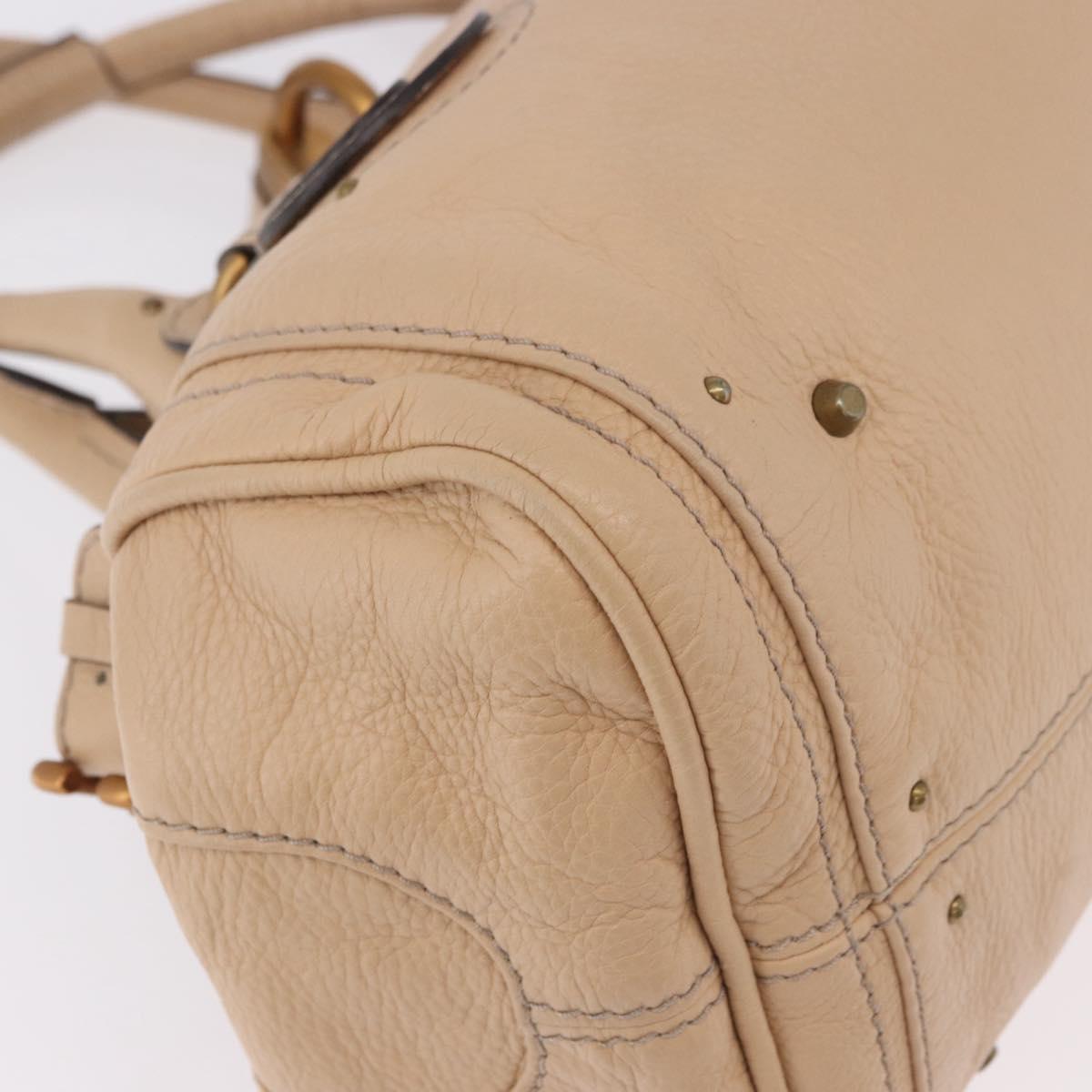 Chloe Paddington Hand Bag Leather Beige Gold Silver Auth 190186SAV