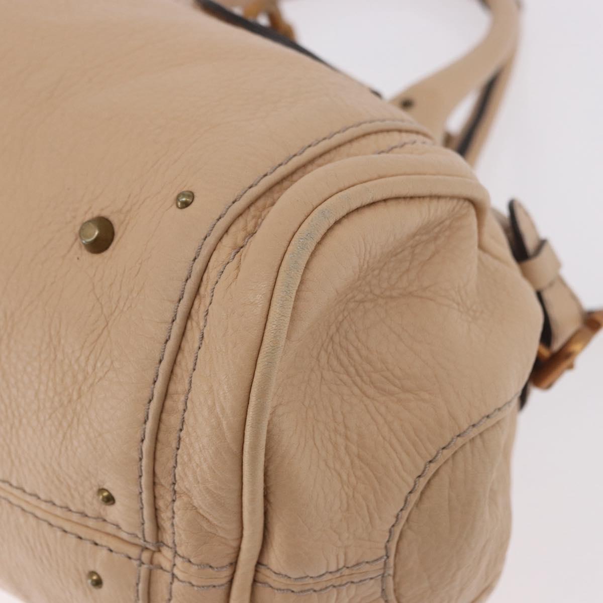Chloe Paddington Hand Bag Leather Beige Gold Silver Auth 190186SAV