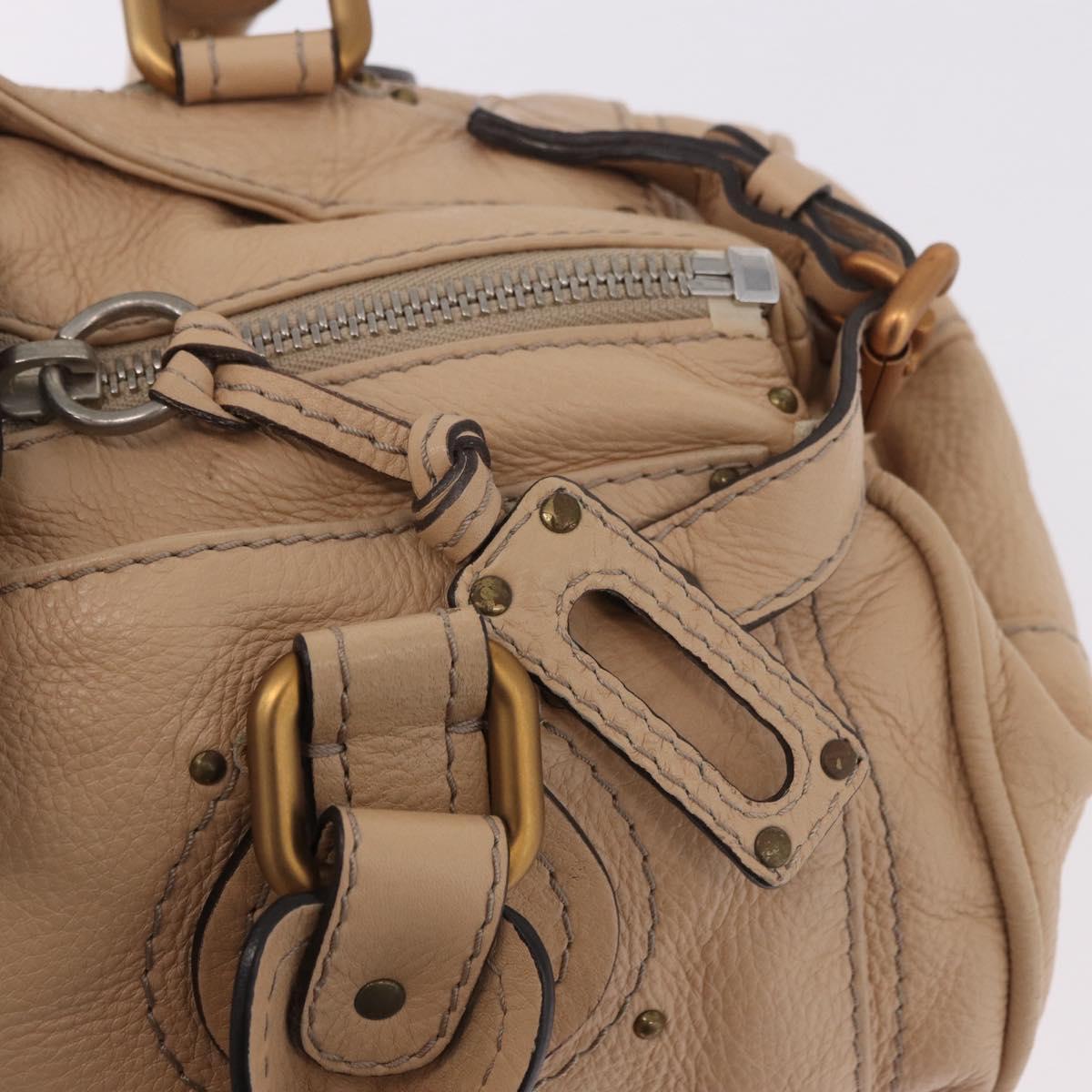 Chloe Paddington Hand Bag Leather Beige Gold Silver Auth 190186SAV