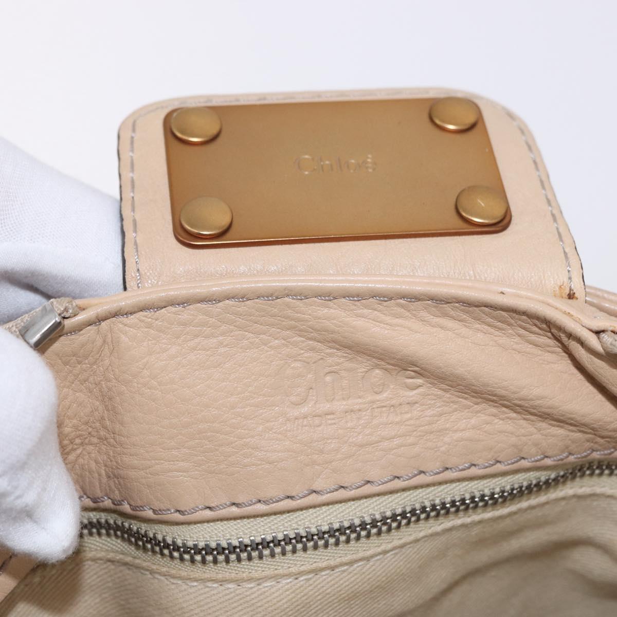 Chloe Paddington Hand Bag Leather Beige Gold Silver Auth 190186SAV