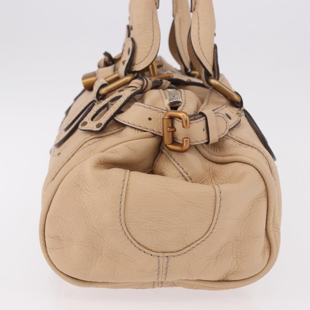Chloe Paddington Hand Bag Leather Beige Gold Silver Auth 190186SAV