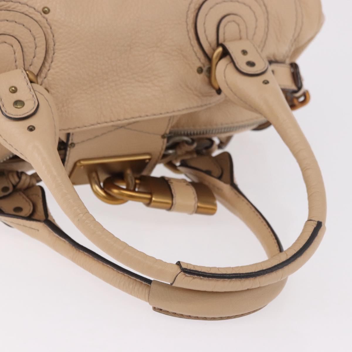 Chloe Paddington Hand Bag Leather Beige Gold Silver Auth 190186SAV