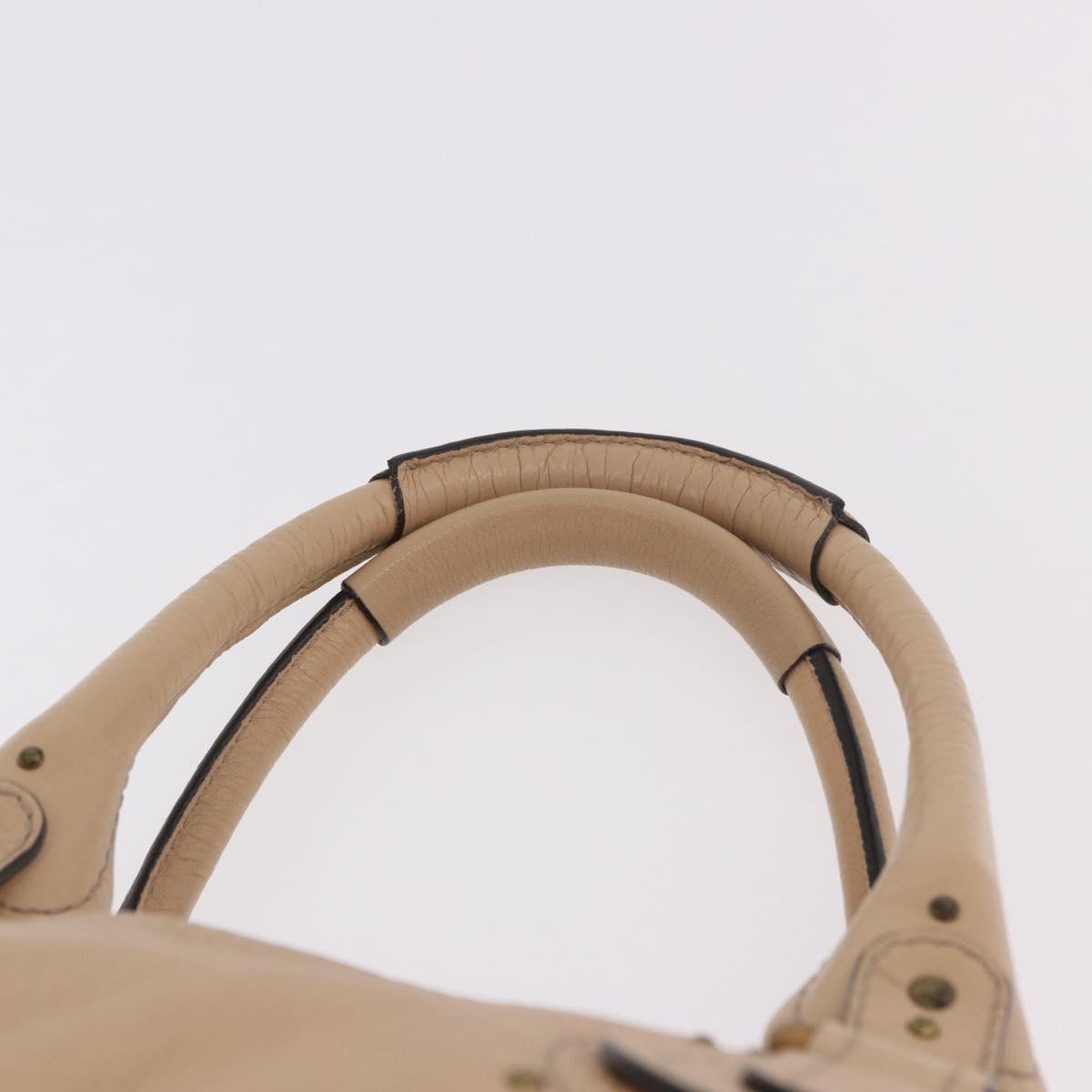 Chloe Paddington Hand Bag Leather Beige Gold Silver Auth 190186SAV