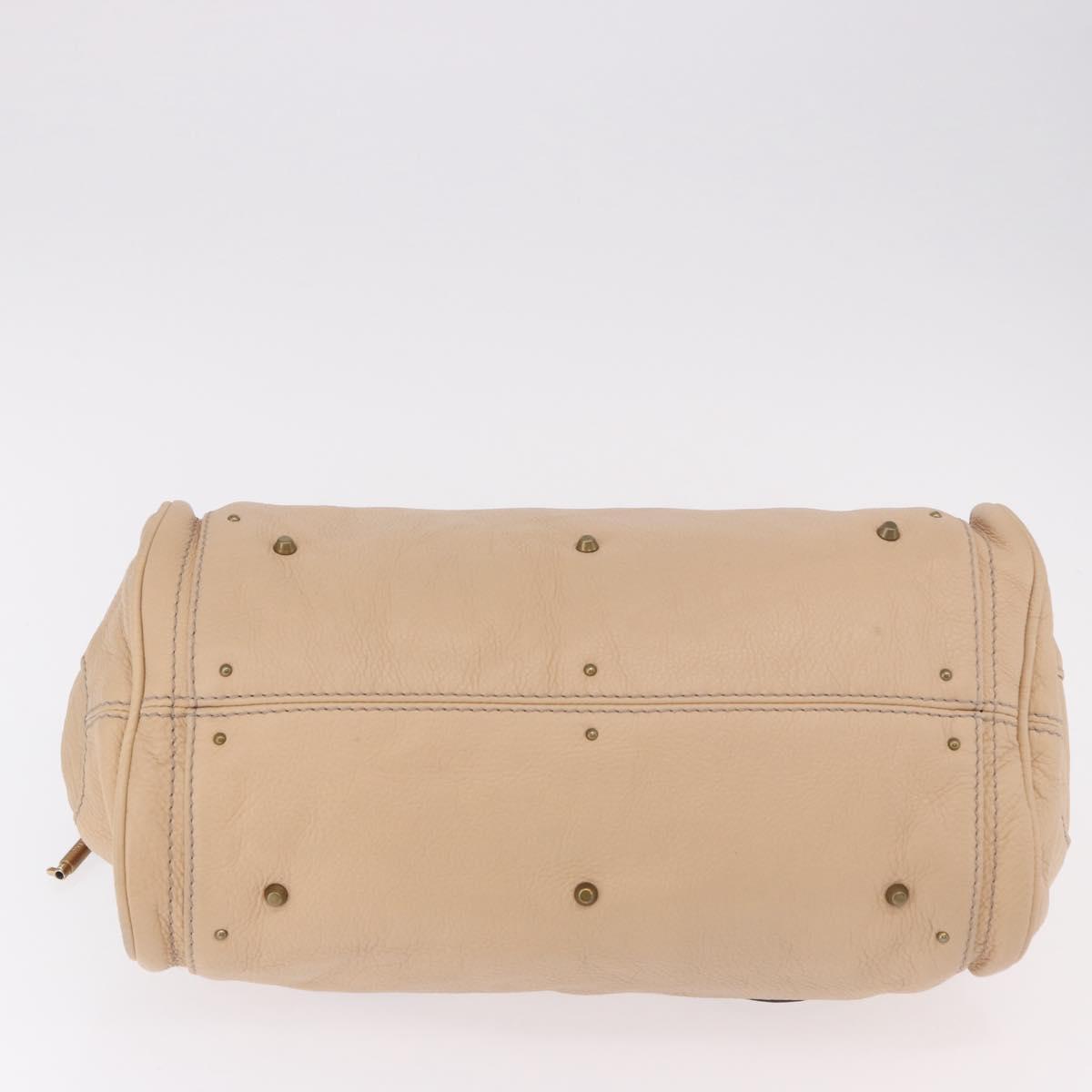 Chloe Paddington Hand Bag Leather Beige Gold Silver Auth 190186SAV