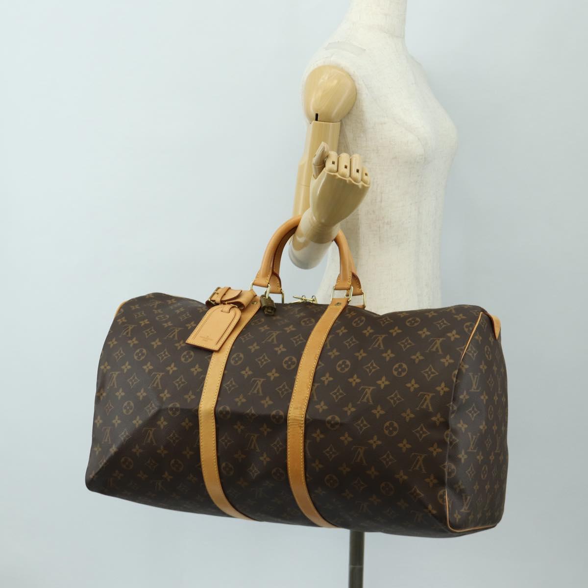 LOUIS VUITTON Monogram Keepall 55 Boston Bag M41424 LV Auth 190190V