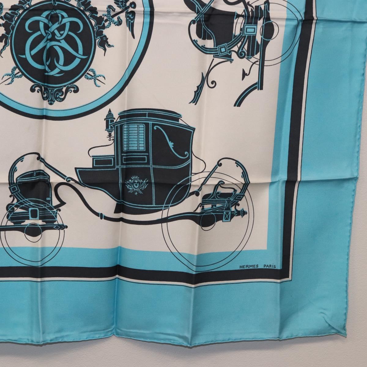 HERMES Carre 90 Scarf Silk Light Blue Auth 190196