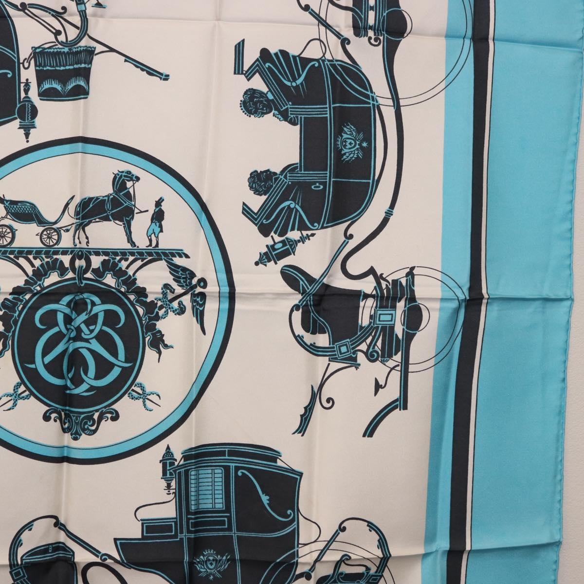 HERMES Carre 90 Scarf Silk Light Blue Auth 190196