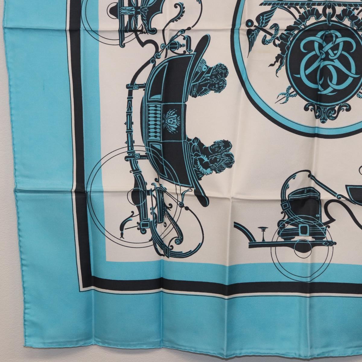 HERMES Carre 90 Scarf Silk Light Blue Auth 190196