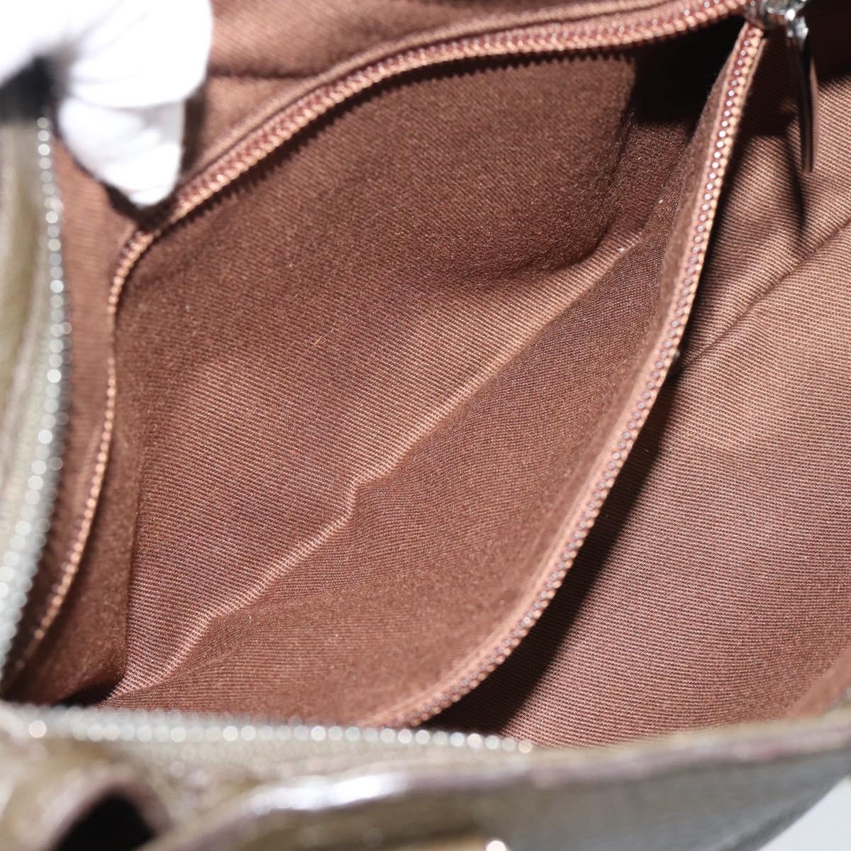 Salvatore Ferragamo Gancini Tote Bag Leather Khaki Silver Auth 190197A