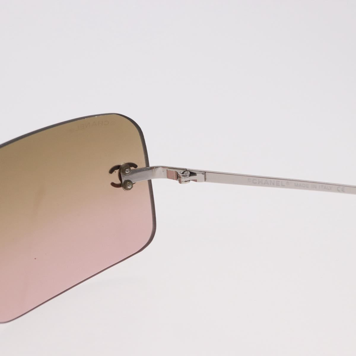 CHANEL COCO Mark Sunglasses metal Silver tone CC Auth 190199M