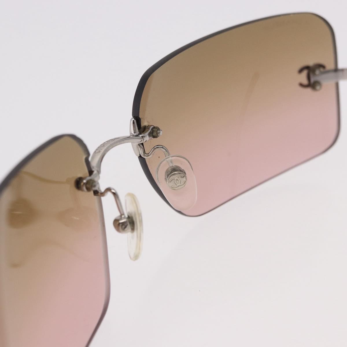 CHANEL COCO Mark Sunglasses metal Silver tone CC Auth 190199M
