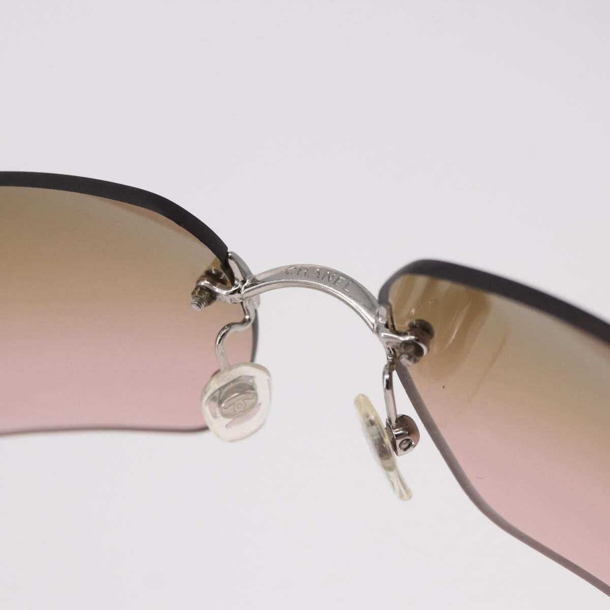CHANEL COCO Mark Sunglasses metal Silver tone CC Auth 190199M