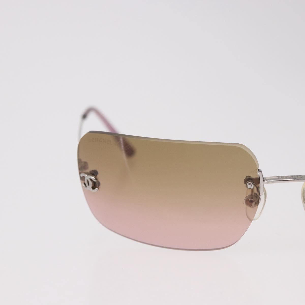 CHANEL COCO Mark Sunglasses metal Silver tone CC Auth 190199M