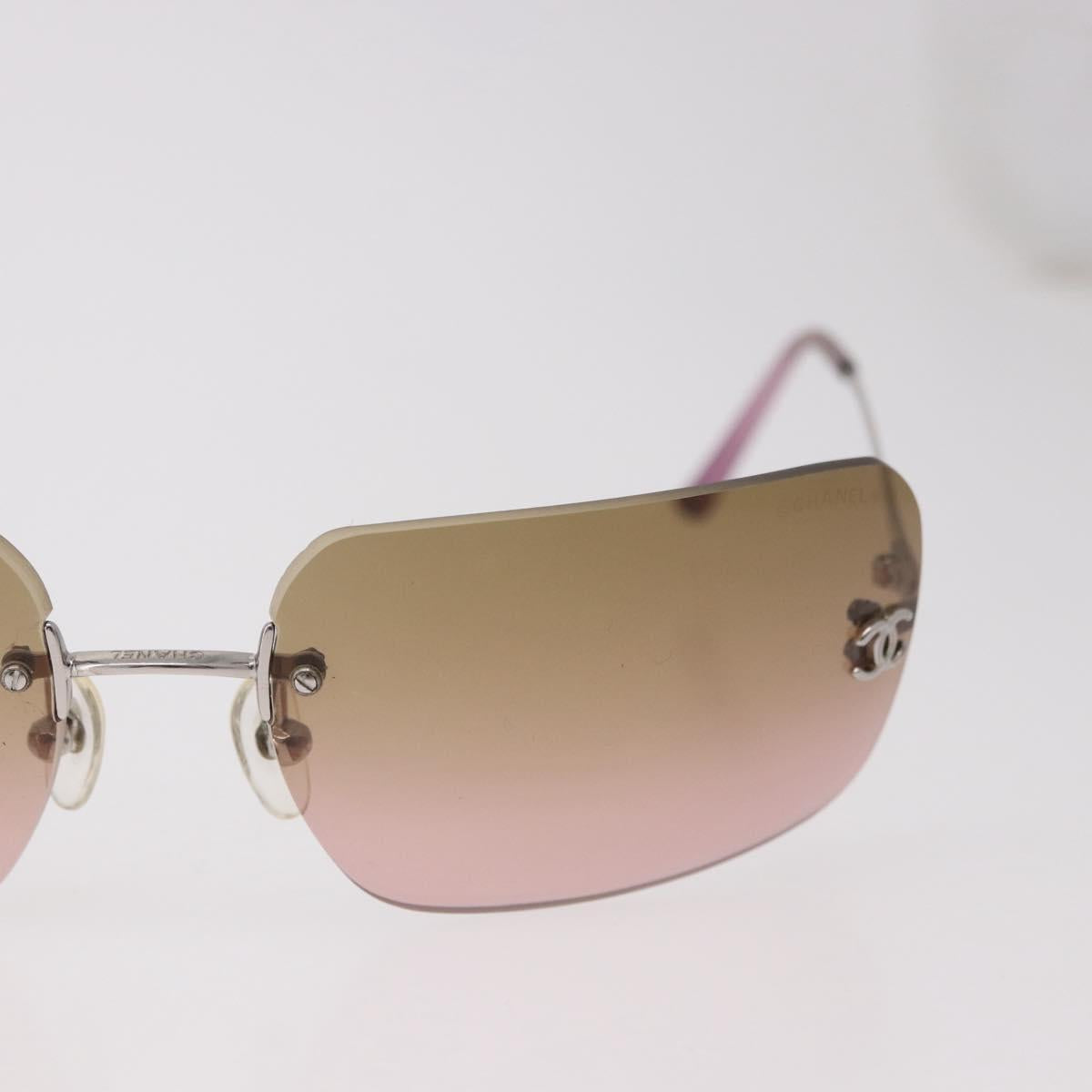 CHANEL COCO Mark Sunglasses metal Silver tone CC Auth 190199M
