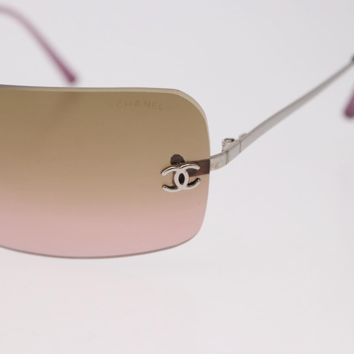 CHANEL COCO Mark Sunglasses metal Silver tone CC Auth 190199M
