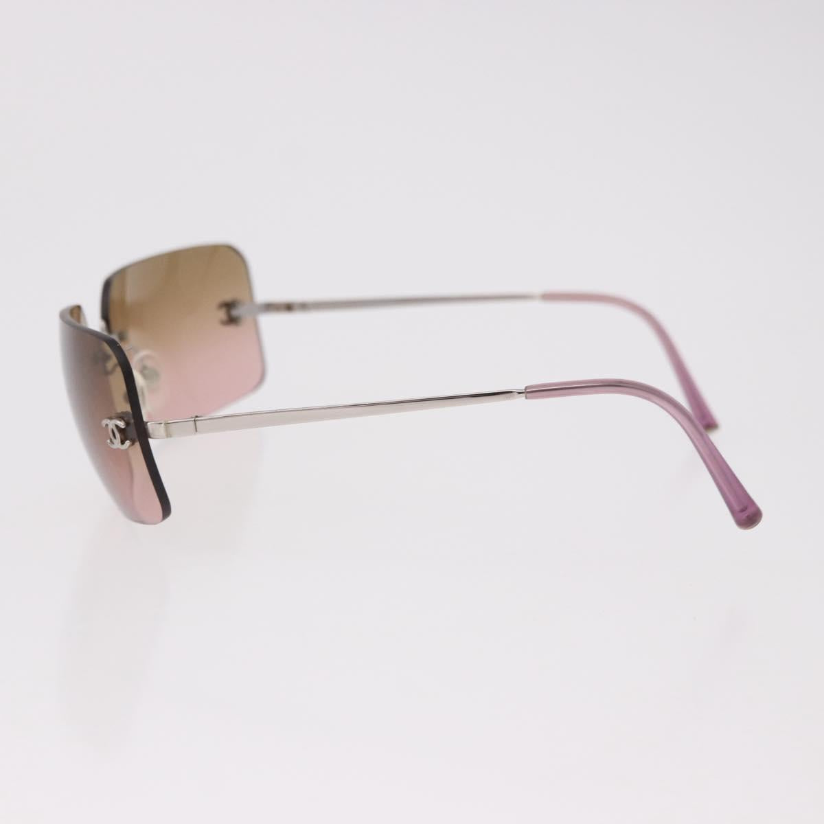 CHANEL COCO Mark Sunglasses metal Silver tone CC Auth 190199M