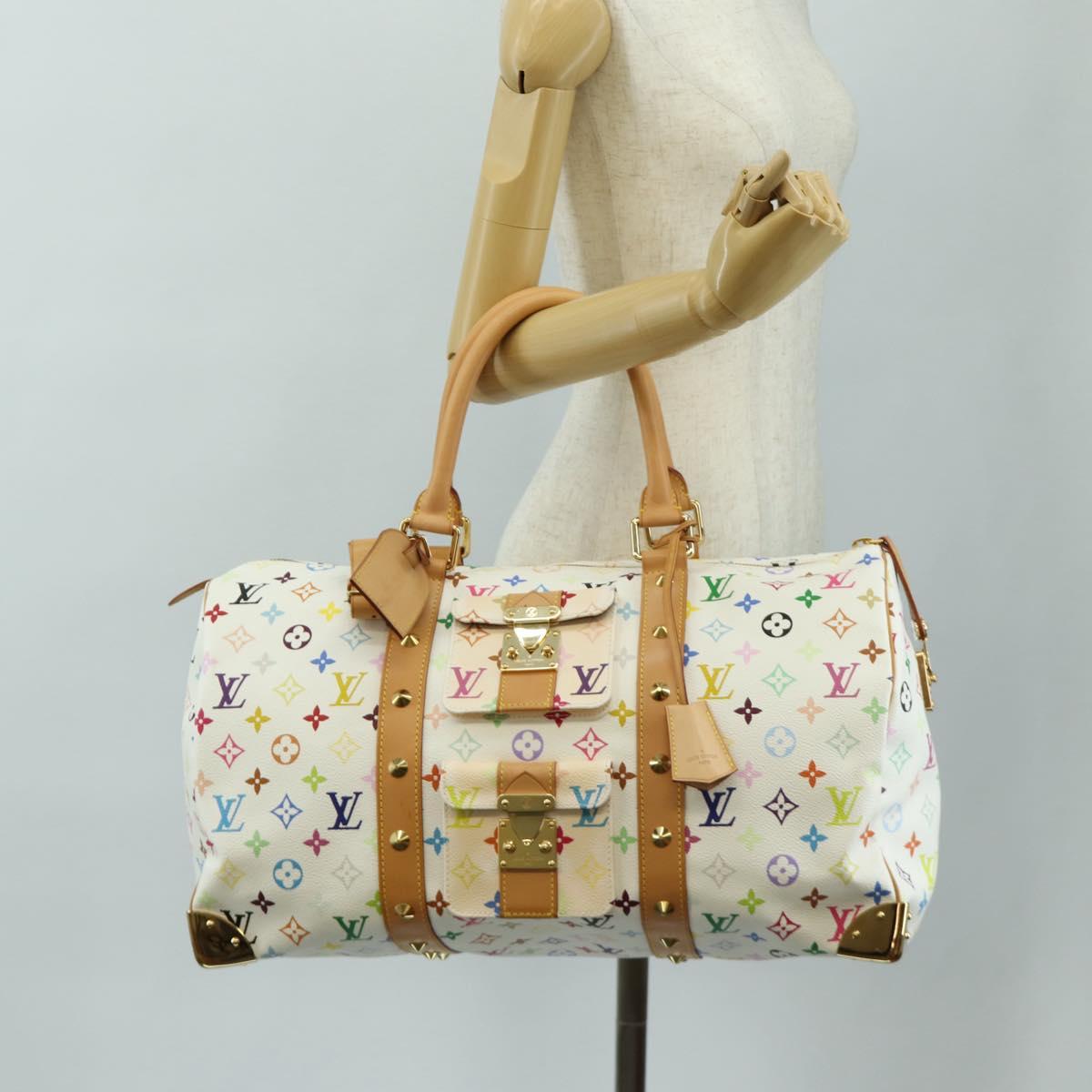 LOUIS VUITTON Monogram Multicolor Keepall 45 Bag White M92641 LV Auth 190220SAV