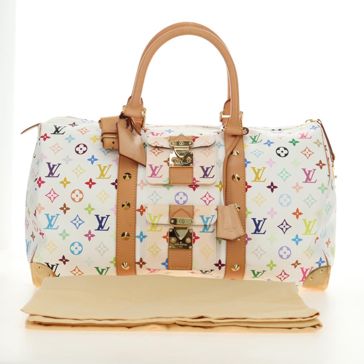 LOUIS VUITTON Monogram Multicolor Keepall 45 Bag White M92641 LV Auth 190220SAV
