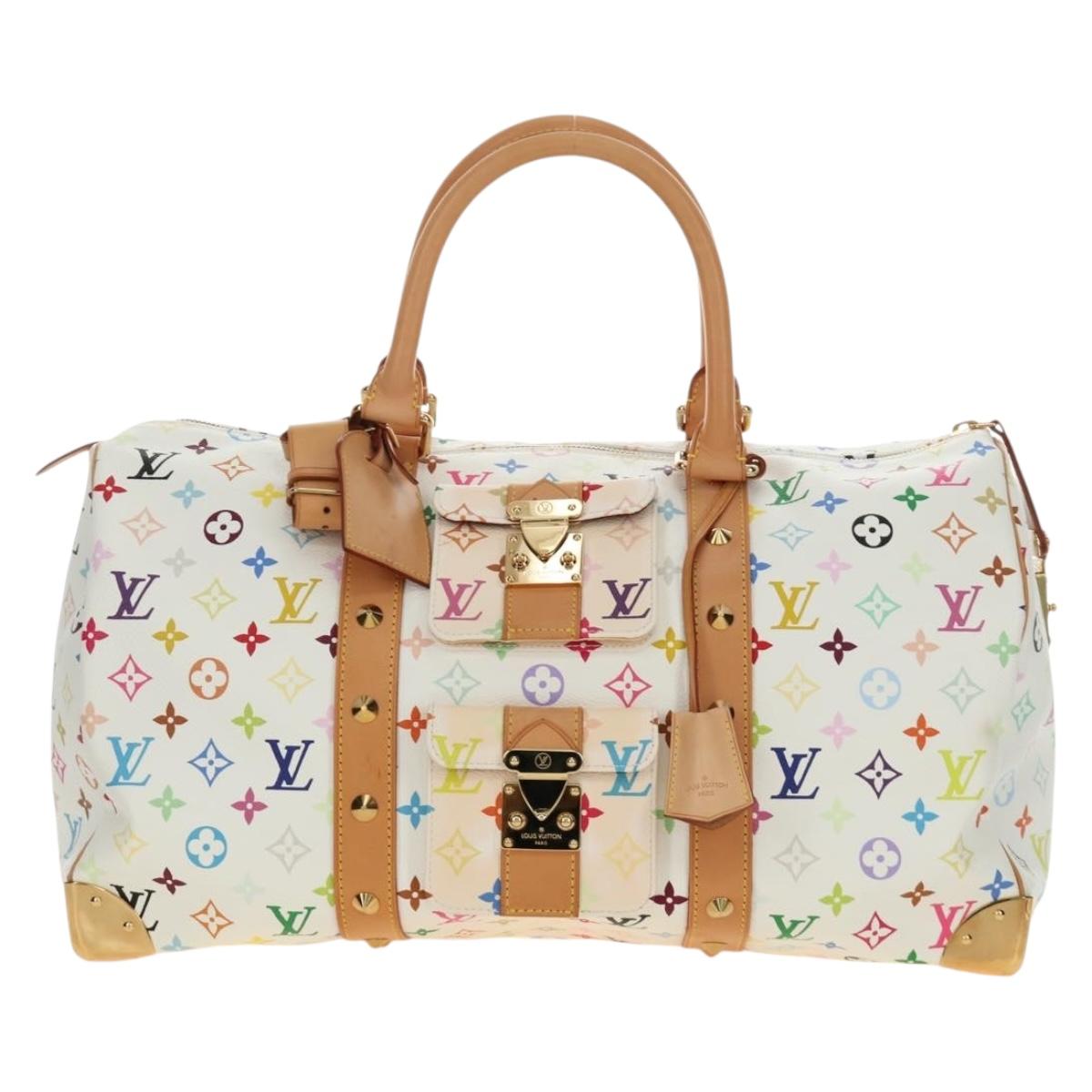 LOUIS VUITTON Monogram Multicolor Keepall 45 Bag White M92641 LV Auth 190220SAV