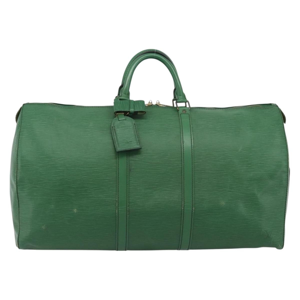 LOUIS VUITTON Epi Keepall 55 Boston Bag Green M42954 LV Auth 190222