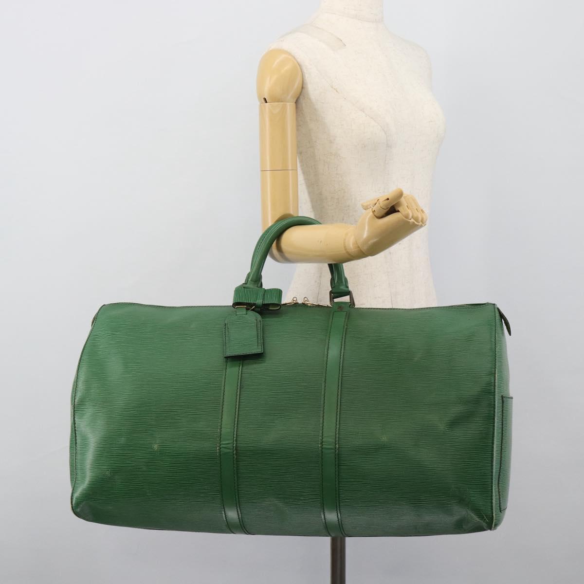 LOUIS VUITTON Epi Keepall 55 Boston Bag Green M42954 LV Auth 190222