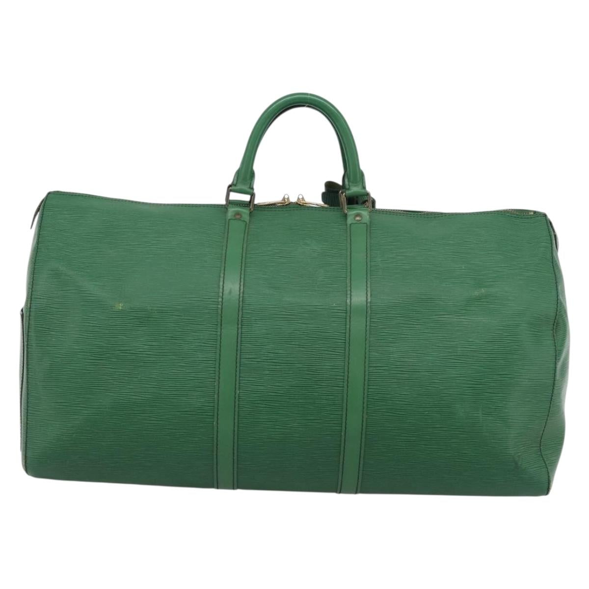 LOUIS VUITTON Epi Keepall 55 Boston Bag Green M42954 LV Auth 190222