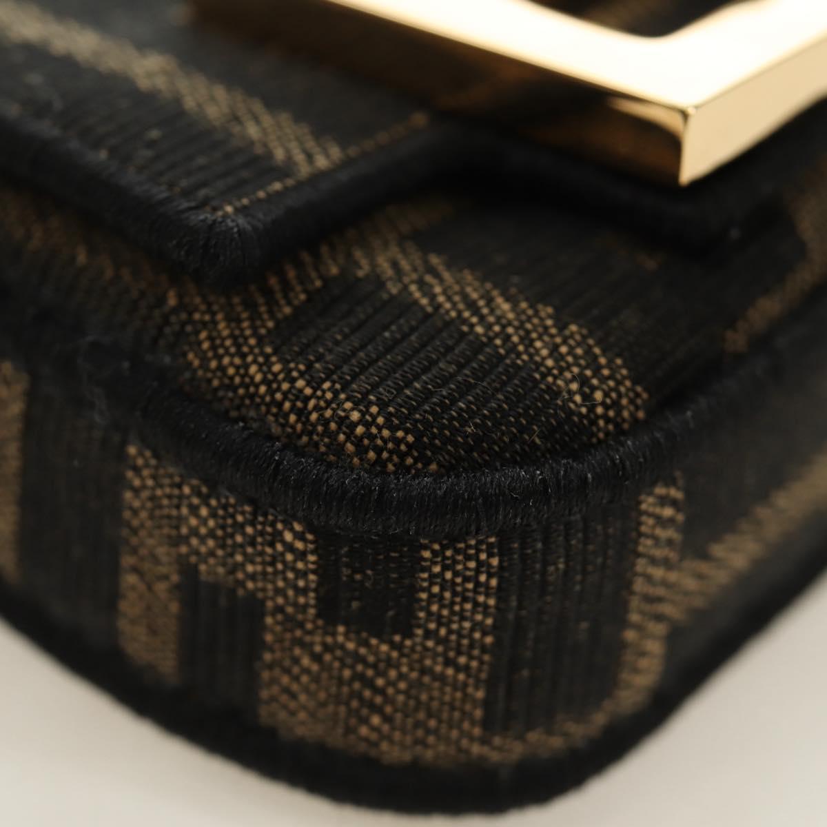FENDI FENDACE Nano Baguette Chain Shoulder Pouch Black Brown Auth 190223SAM