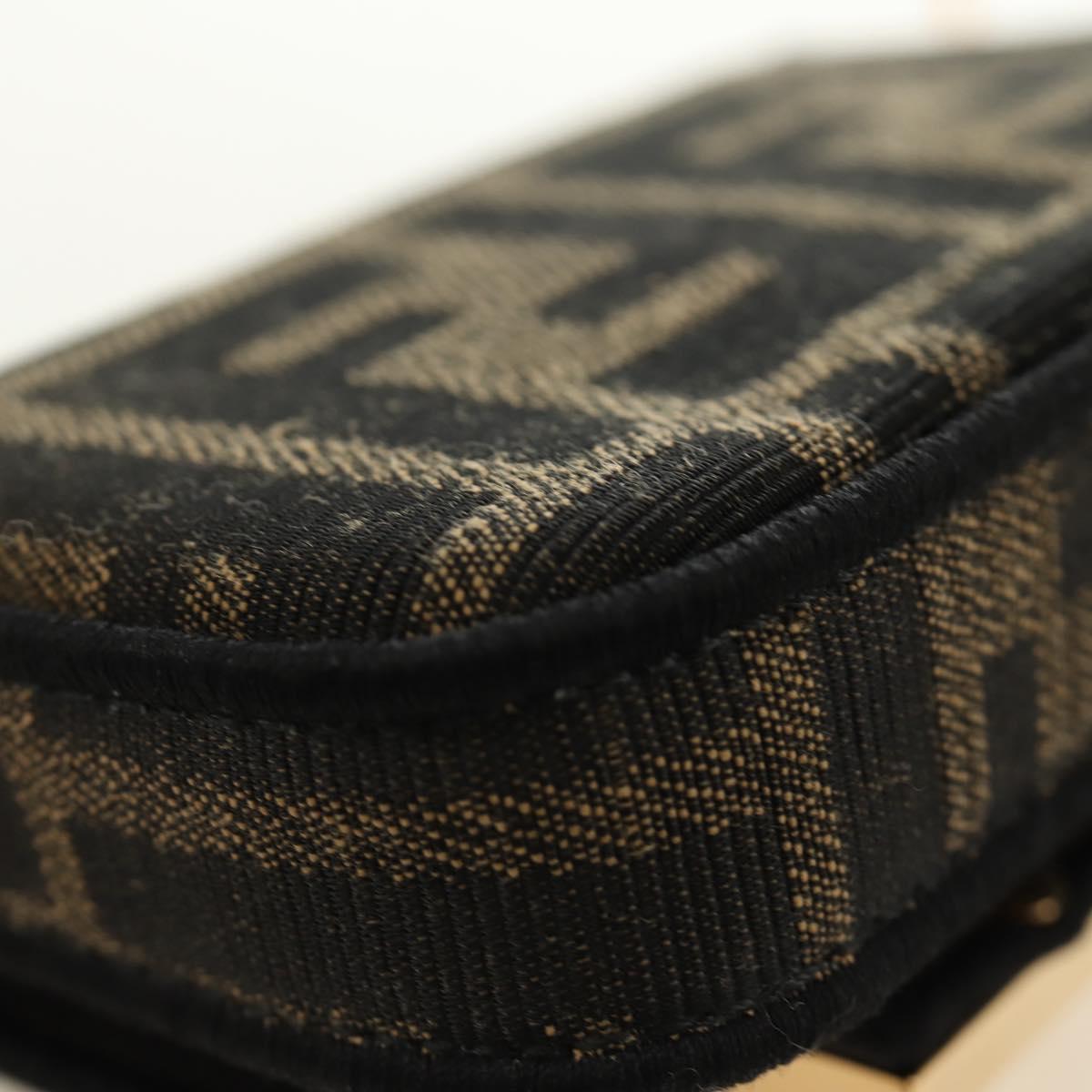 FENDI FENDACE Nano Baguette Chain Shoulder Pouch Black Brown Auth 190223SAM
