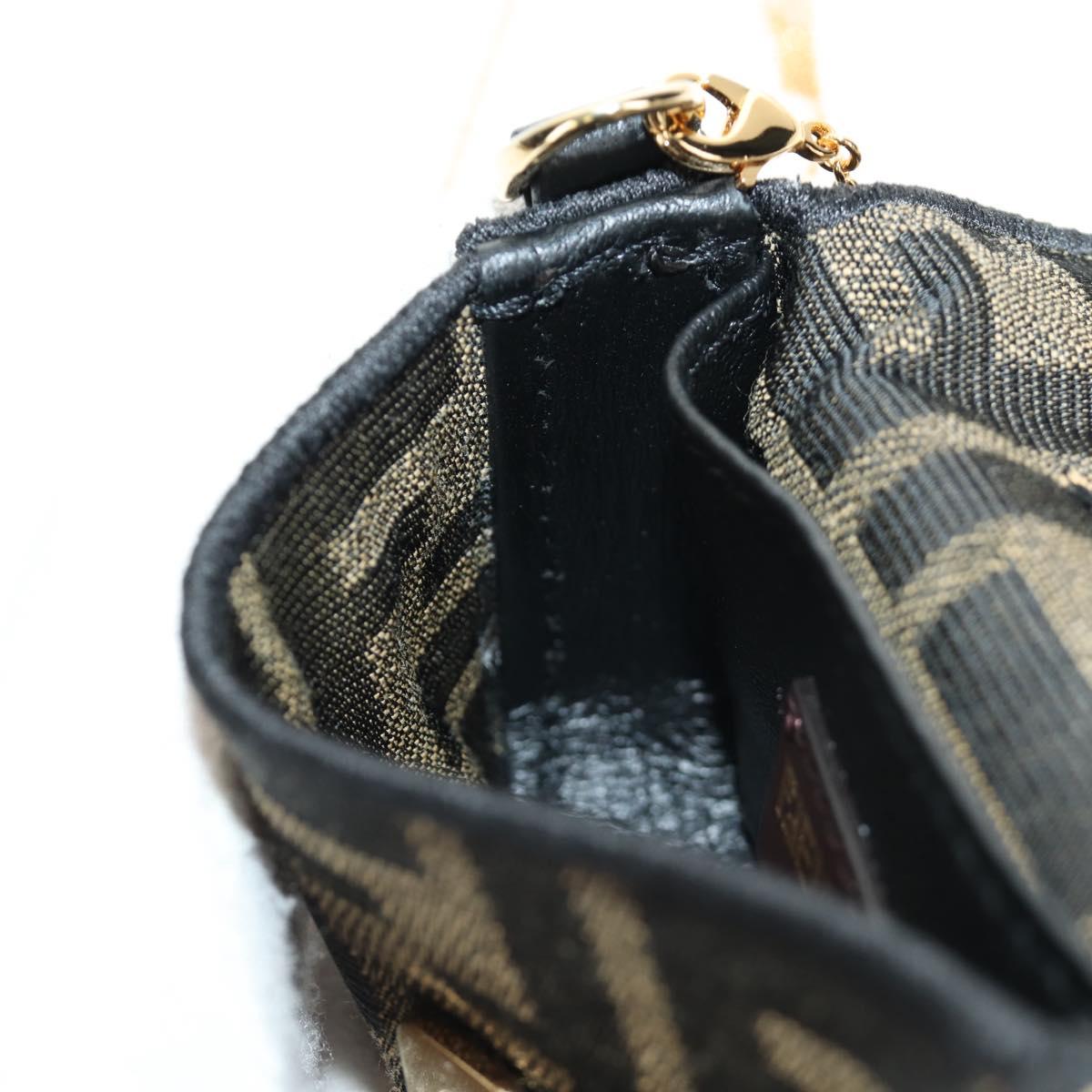 FENDI FENDACE Nano Baguette Chain Shoulder Pouch Black Brown Auth 190223SAM