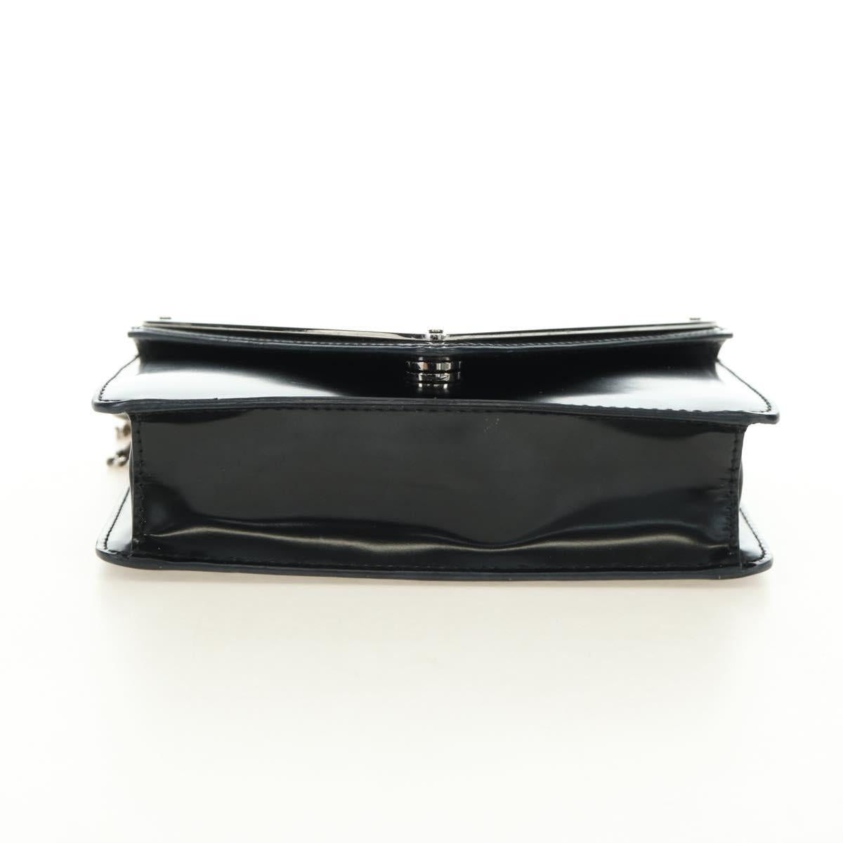 PRADA Chain Shoulder Bag Patent Leather Black Silver Auth 190226SAM
