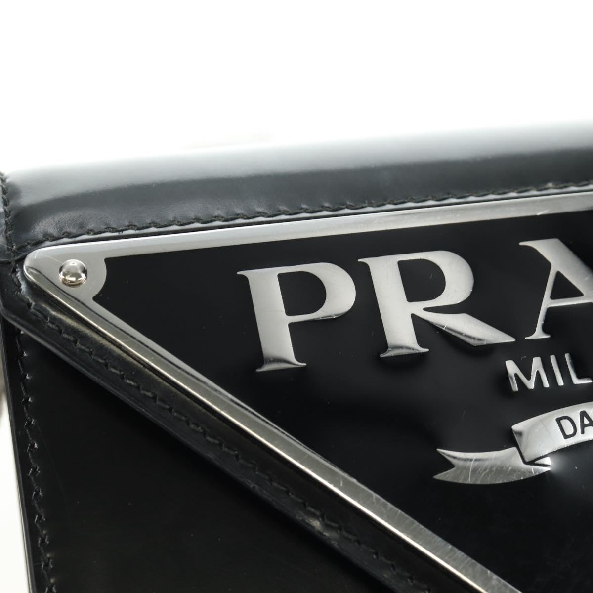 PRADA Chain Shoulder Bag Patent Leather Black Silver Auth 190226SAM