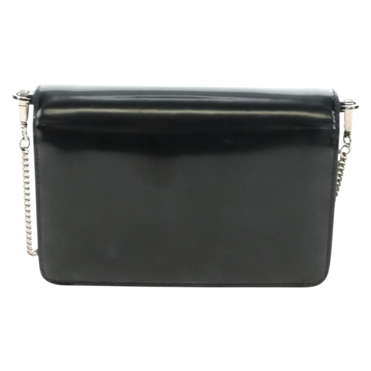 PRADA Chain Shoulder Bag Patent Leather Black Silver Auth 190226SAM
