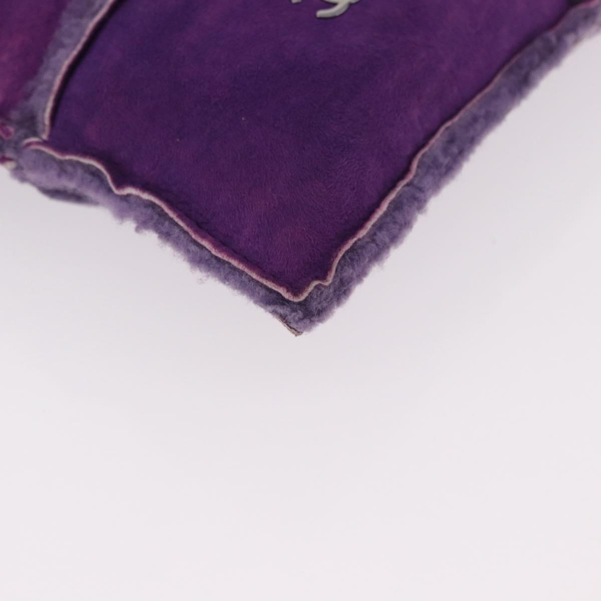 CHANEL Choco Bar Pouch Mouton Purple Silver CC Auth 190227A
