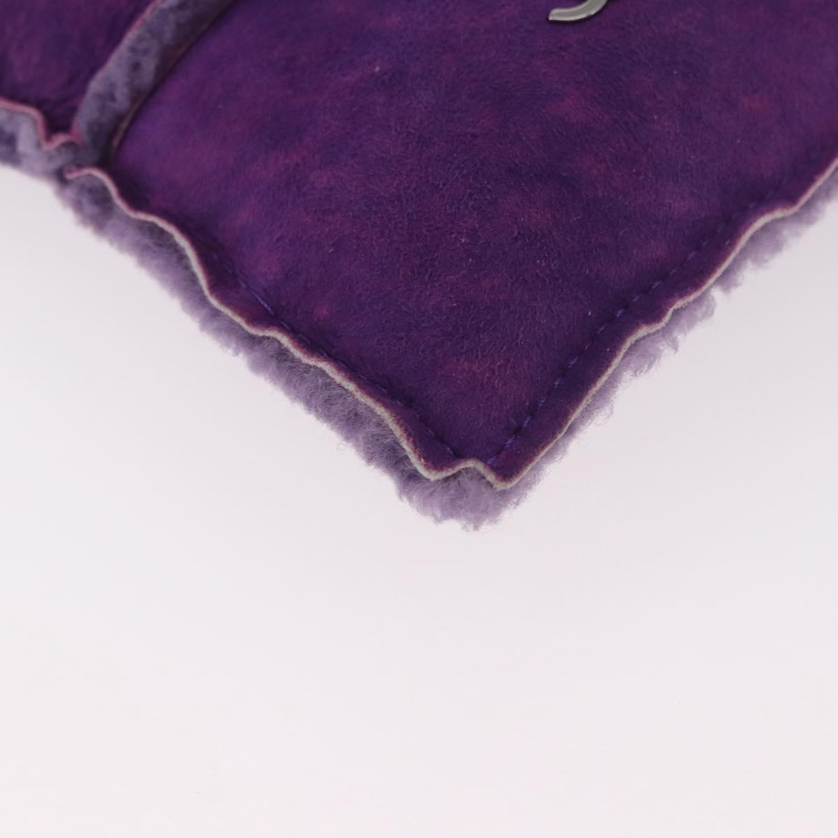 CHANEL Choco Bar Pouch Mouton Purple Silver CC Auth 190227A