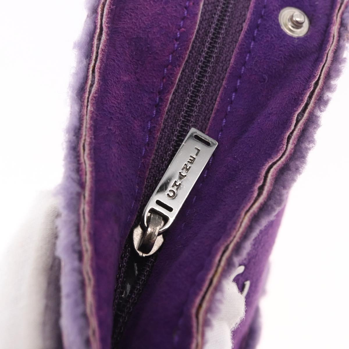 CHANEL Choco Bar Pouch Mouton Purple Silver CC Auth 190227A