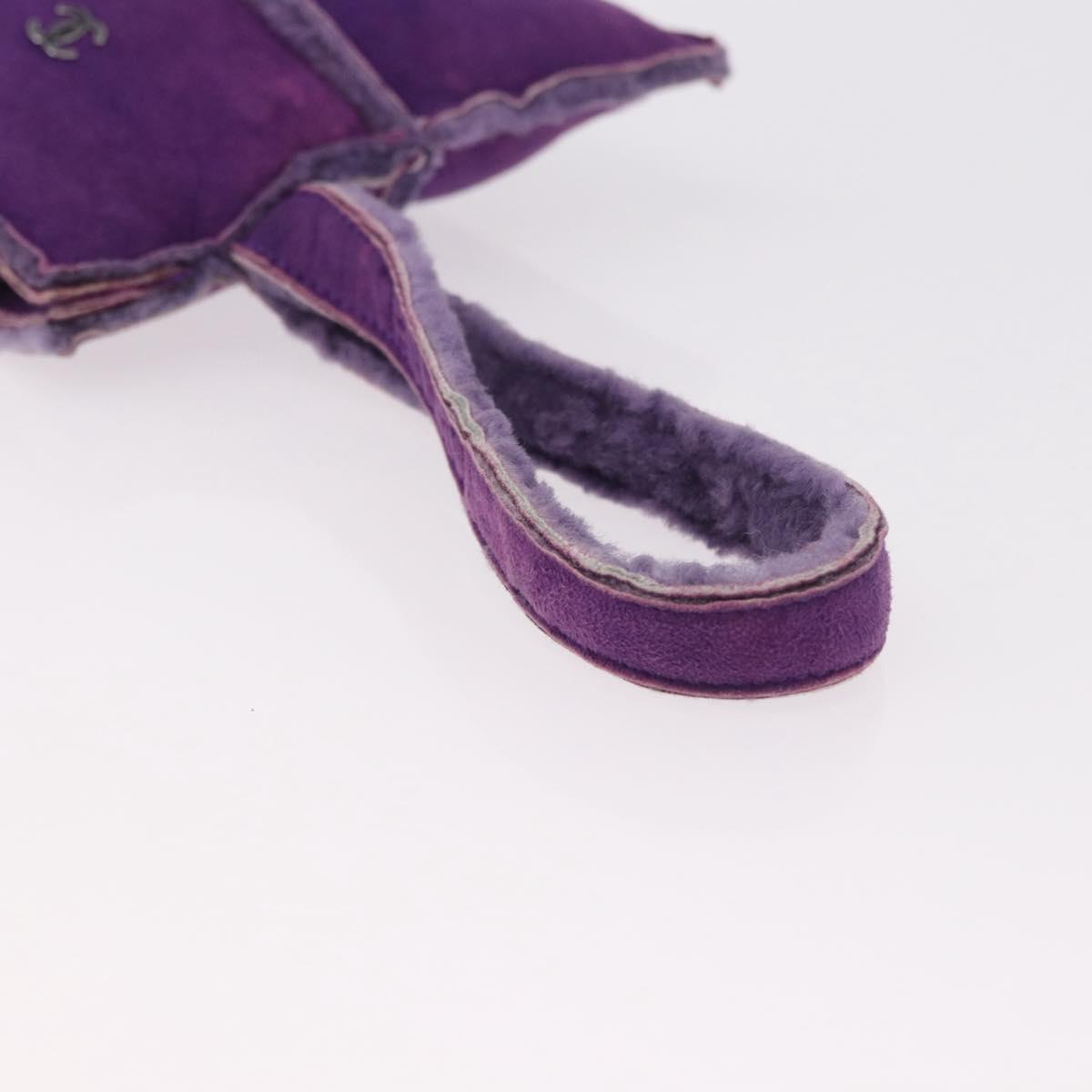 CHANEL Choco Bar Pouch Mouton Purple Silver CC Auth 190227A