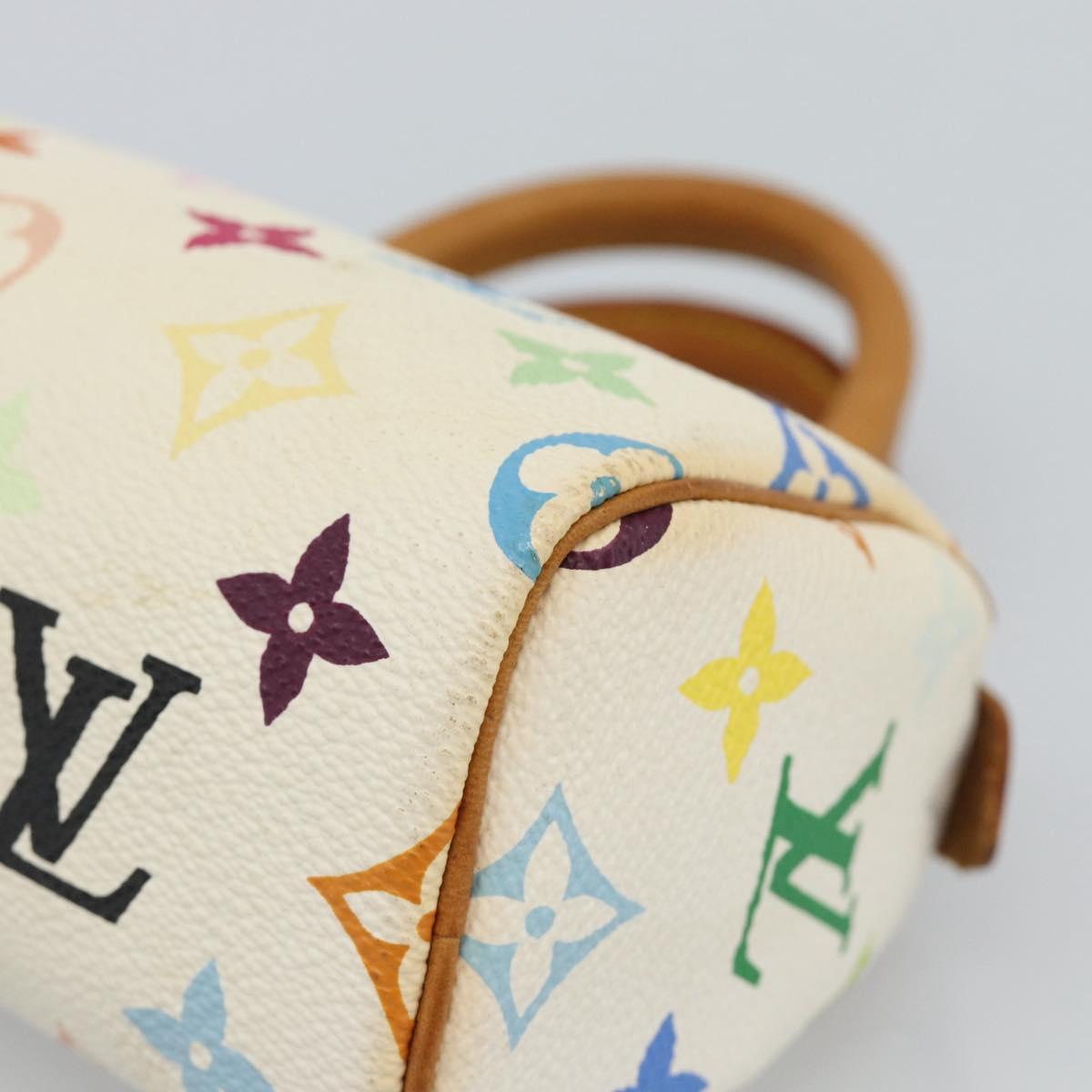 LOUIS VUITTON Monogram Multicolor Mini Speedy Hand Bag White M92645 Auth 190228V