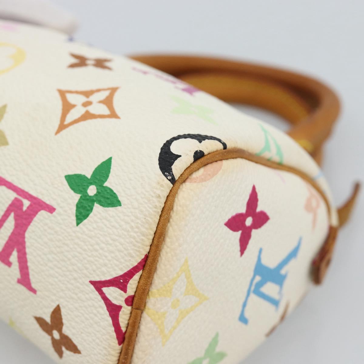LOUIS VUITTON Monogram Multicolor Mini Speedy Hand Bag White M92645 Auth 190228V