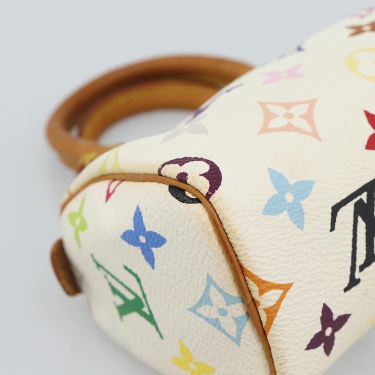 LOUIS VUITTON Monogram Multicolor Mini Speedy Hand Bag White M92645 Auth 190228V