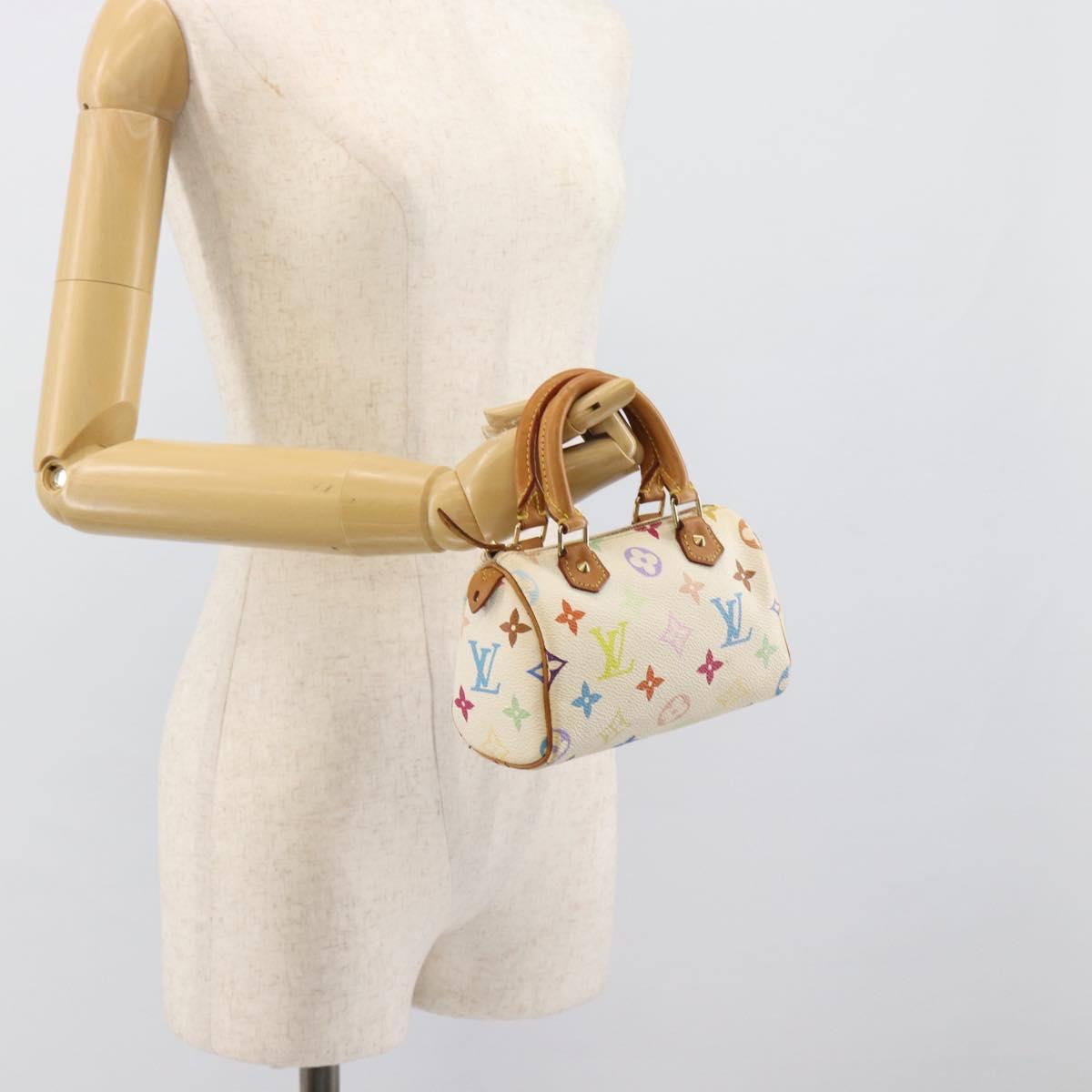 LOUIS VUITTON Monogram Multicolor Mini Speedy Hand Bag White M92645 Auth 190228V
