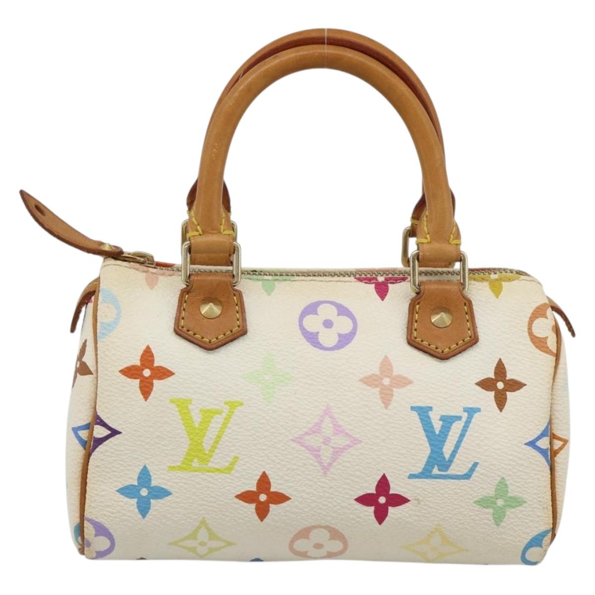 LOUIS VUITTON Monogram Multicolor Mini Speedy Hand Bag White M92645 Auth 190228V