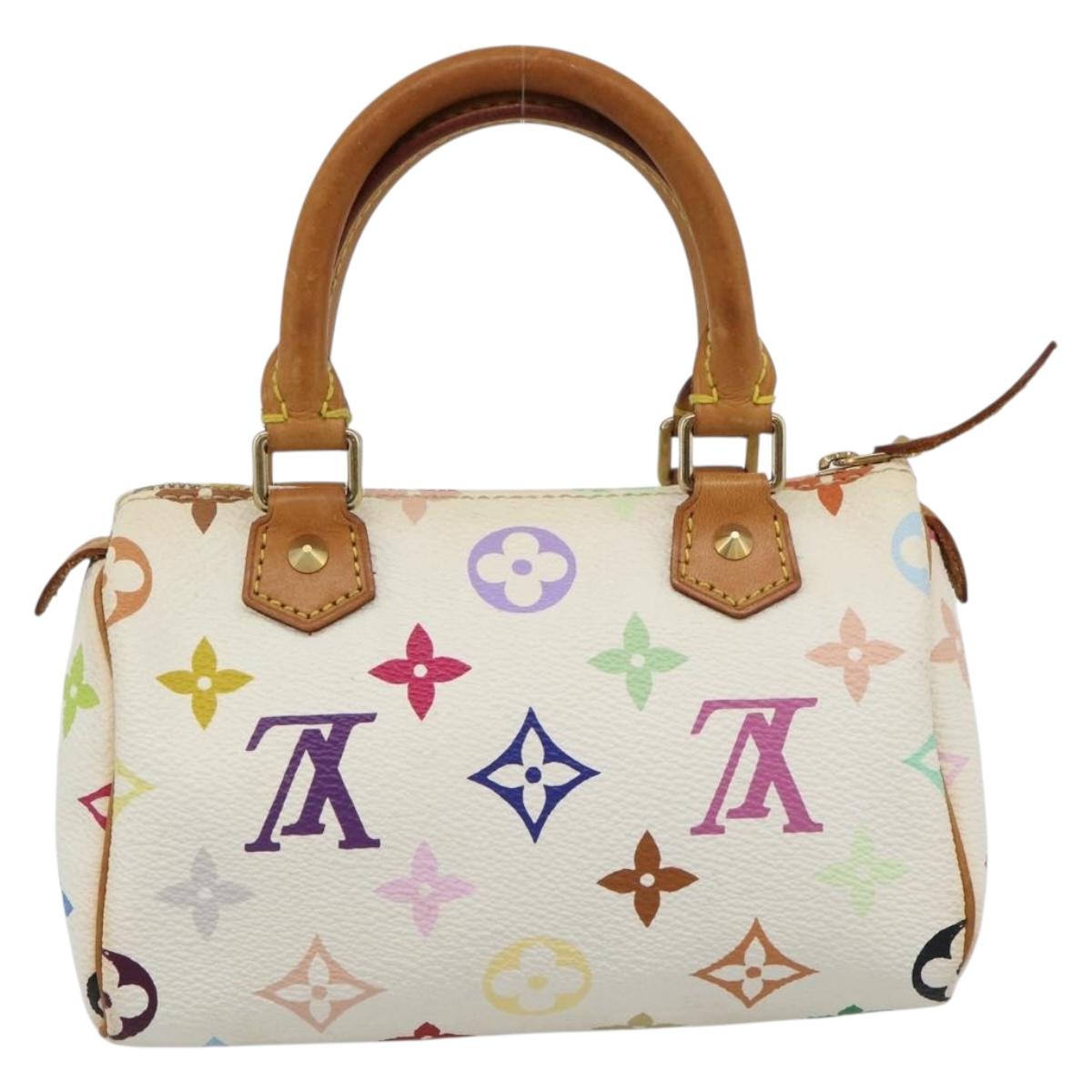LOUIS VUITTON Monogram Multicolor Mini Speedy Hand Bag White M92645 Auth 190228V