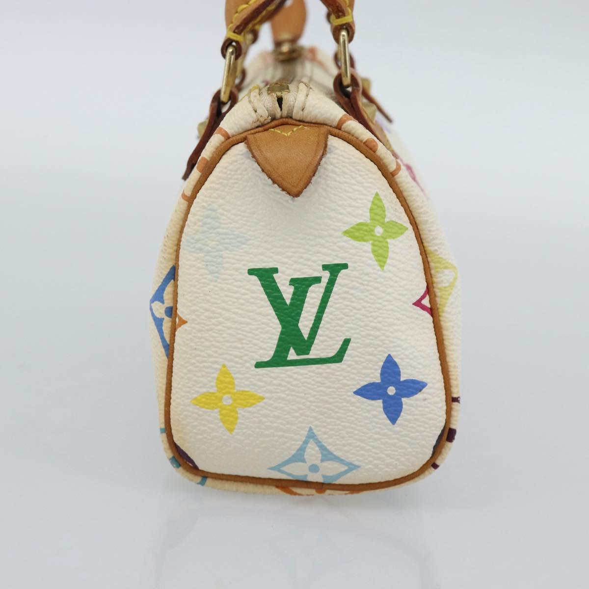 LOUIS VUITTON Monogram Multicolor Mini Speedy Hand Bag White M92645 Auth 190228V