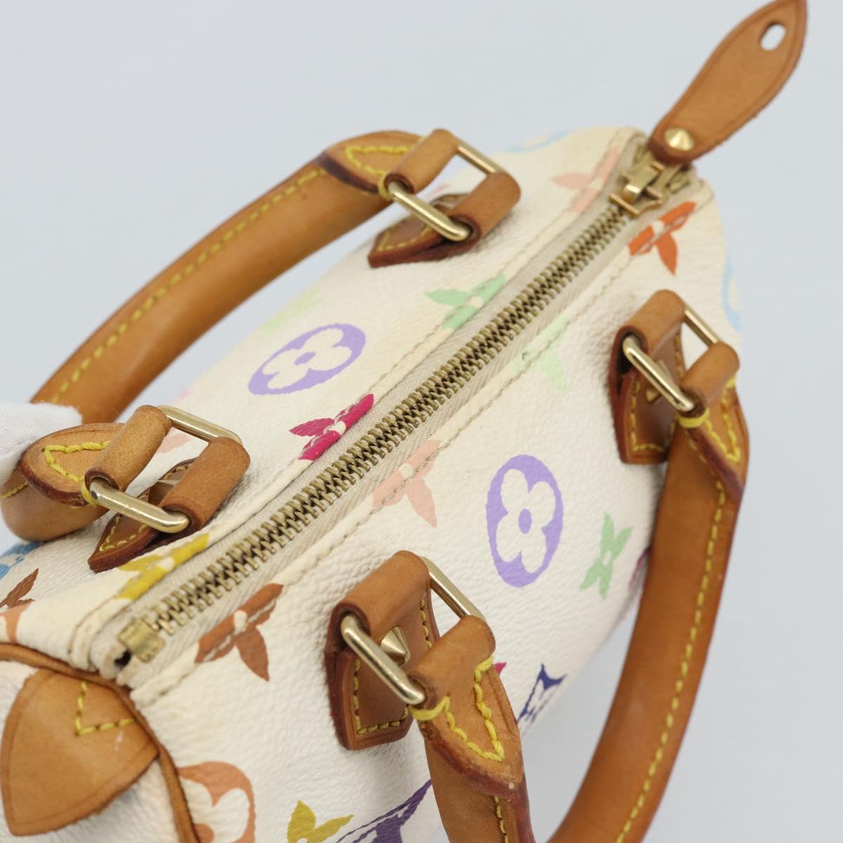 LOUIS VUITTON Monogram Multicolor Mini Speedy Hand Bag White M92645 Auth 190228V