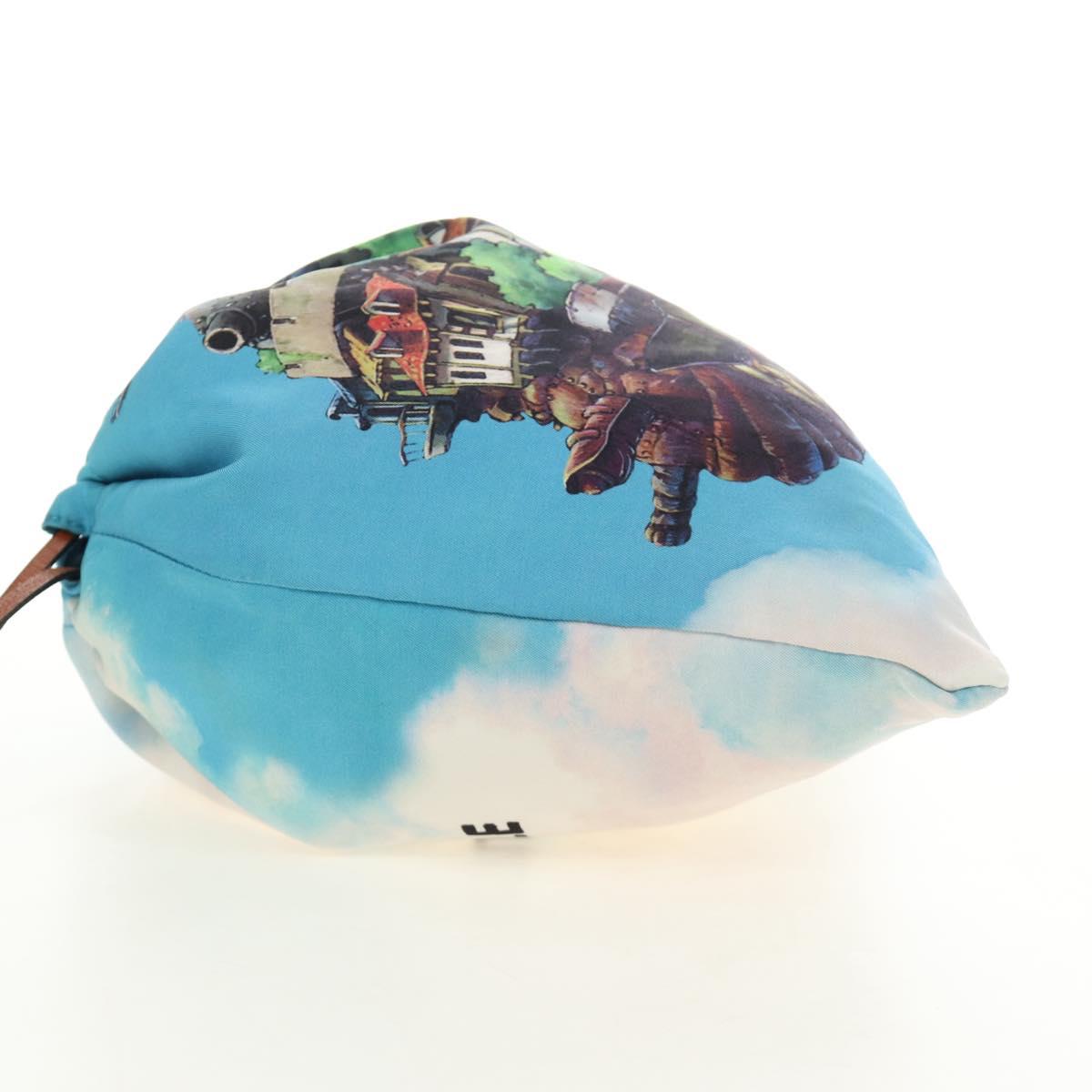 LOEWE Ghibli Collaboration Howl's Moving Castle Pouch Canvas Blue Auth 190232SM