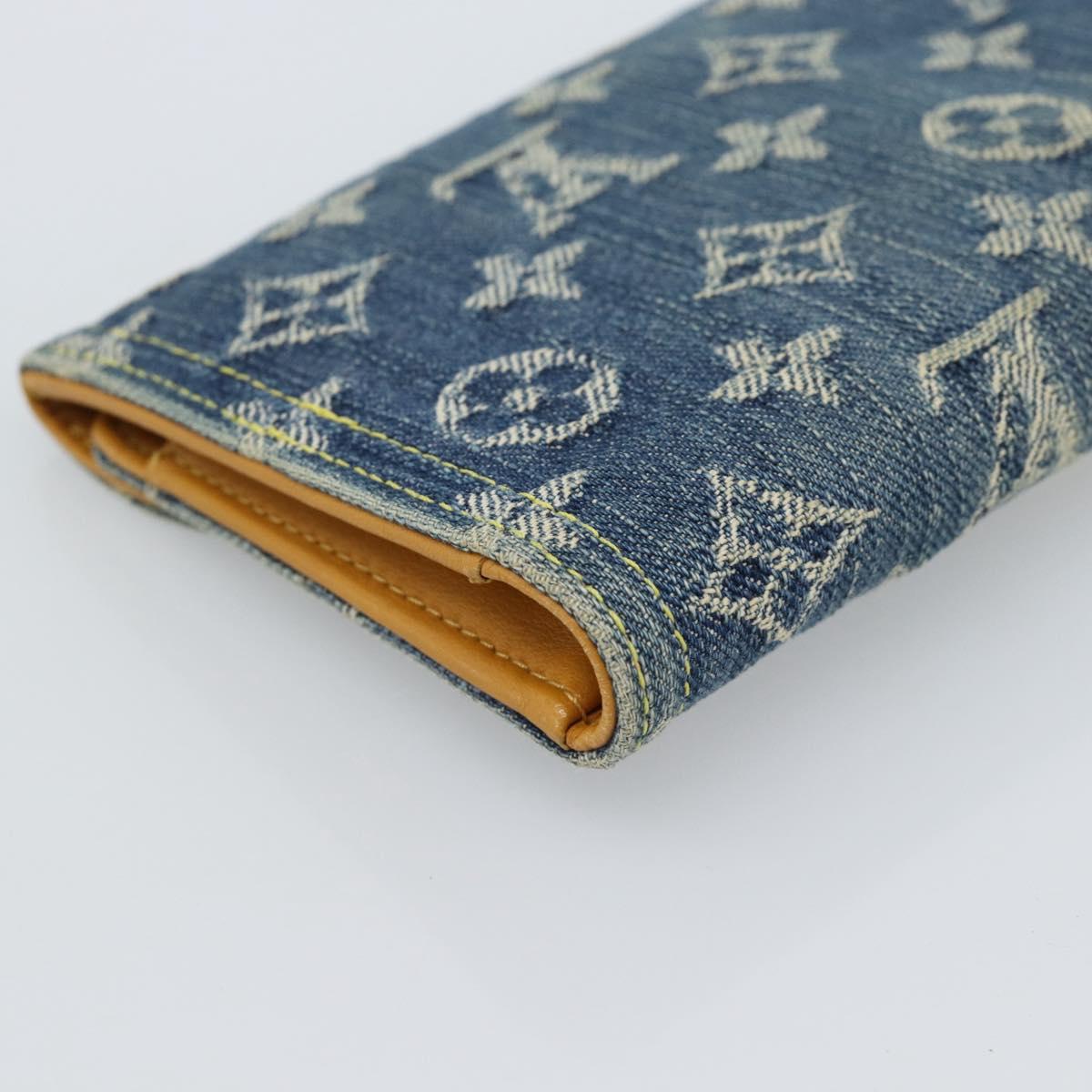 LOUIS VUITTON Monogram denim Portefeuille Amelia Wallet Blue M95511 Auth 190233V