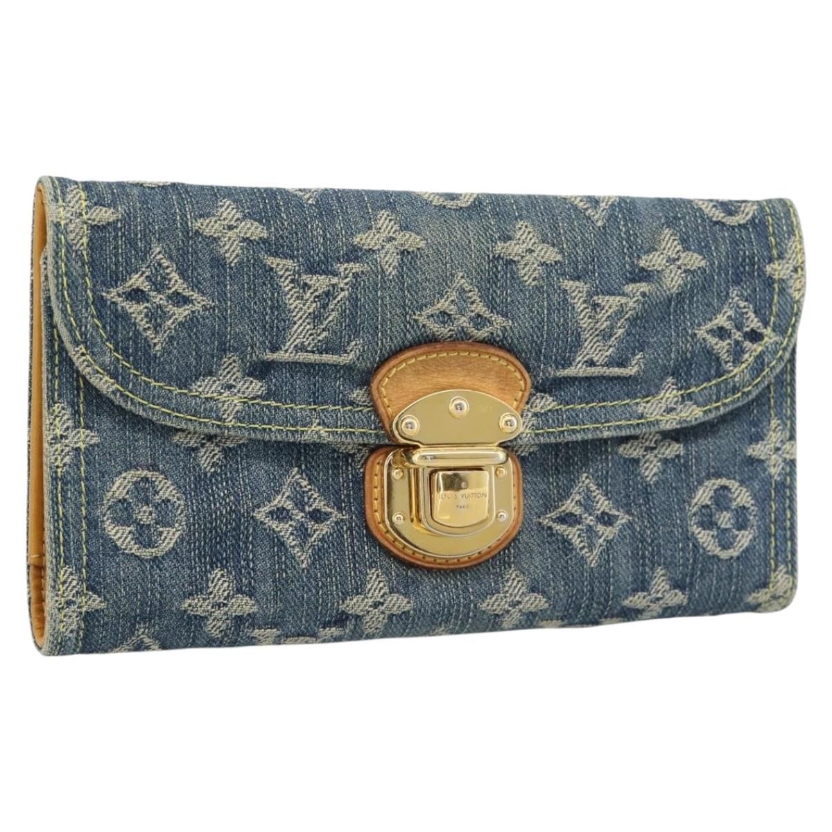 LOUIS VUITTON Monogram denim Portefeuille Amelia Wallet Blue M95511 Auth 190233V