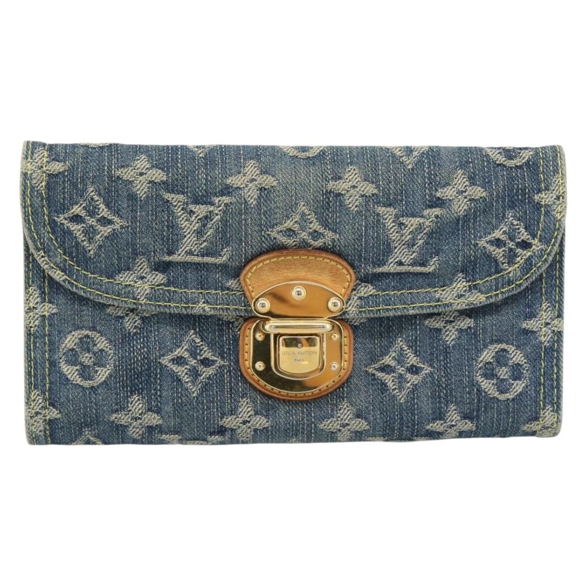 LOUIS VUITTON Monogram denim Portefeuille Amelia Wallet Blue M95511 Auth 190233V