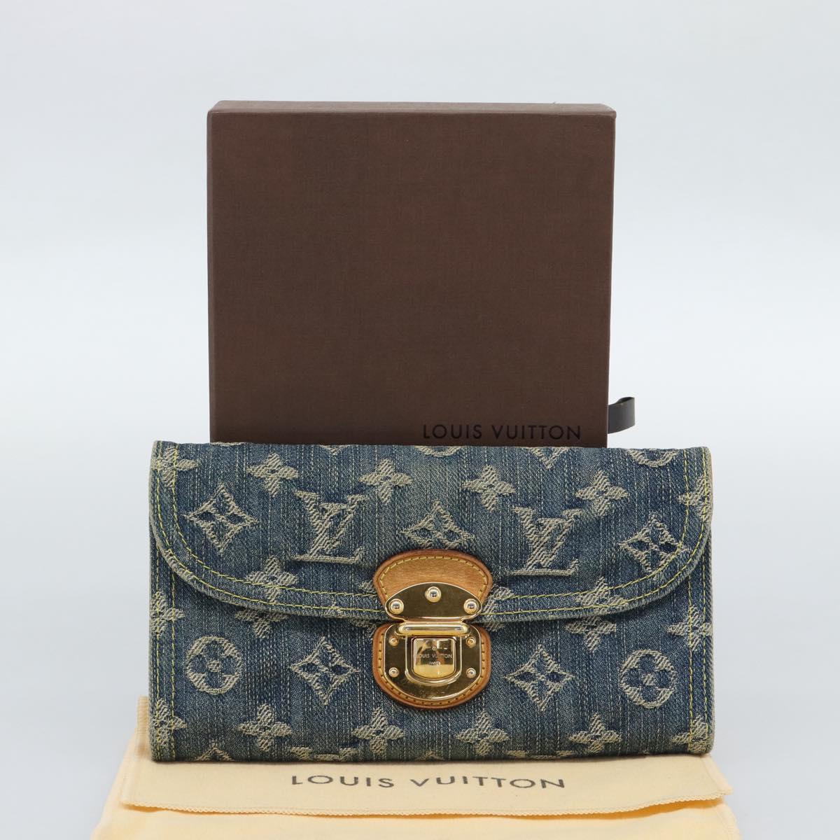 LOUIS VUITTON Monogram denim Portefeuille Amelia Wallet Blue M95511 Auth 190233V