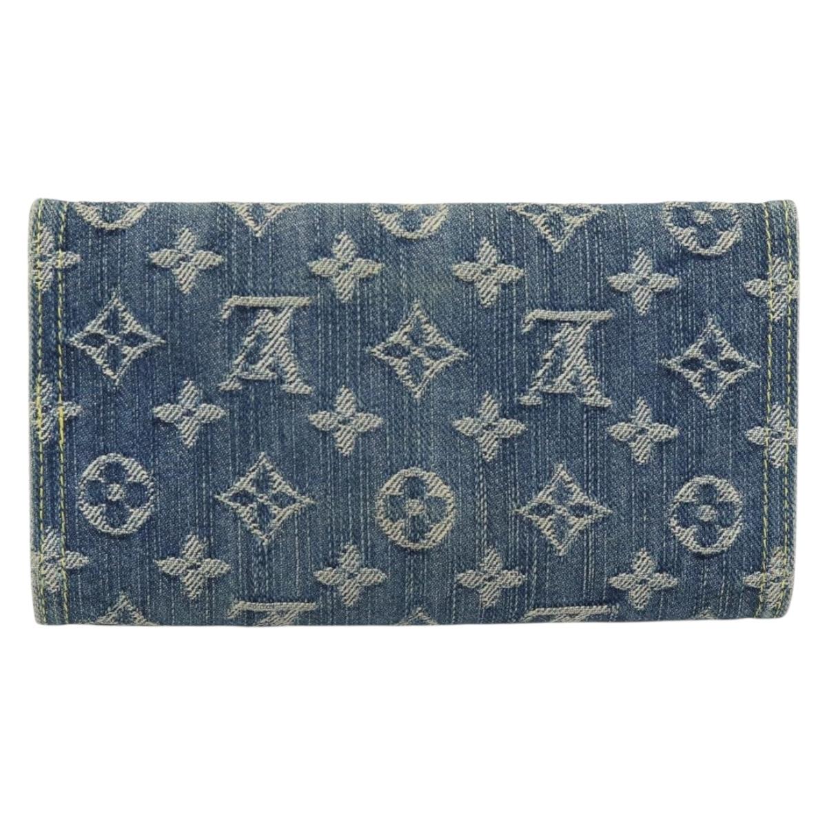 LOUIS VUITTON Monogram denim Portefeuille Amelia Wallet Blue M95511 Auth 190233V